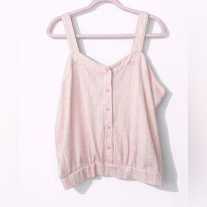 LOFT Outlet Blush Pink Button Front Wide Strap Tank Top XL